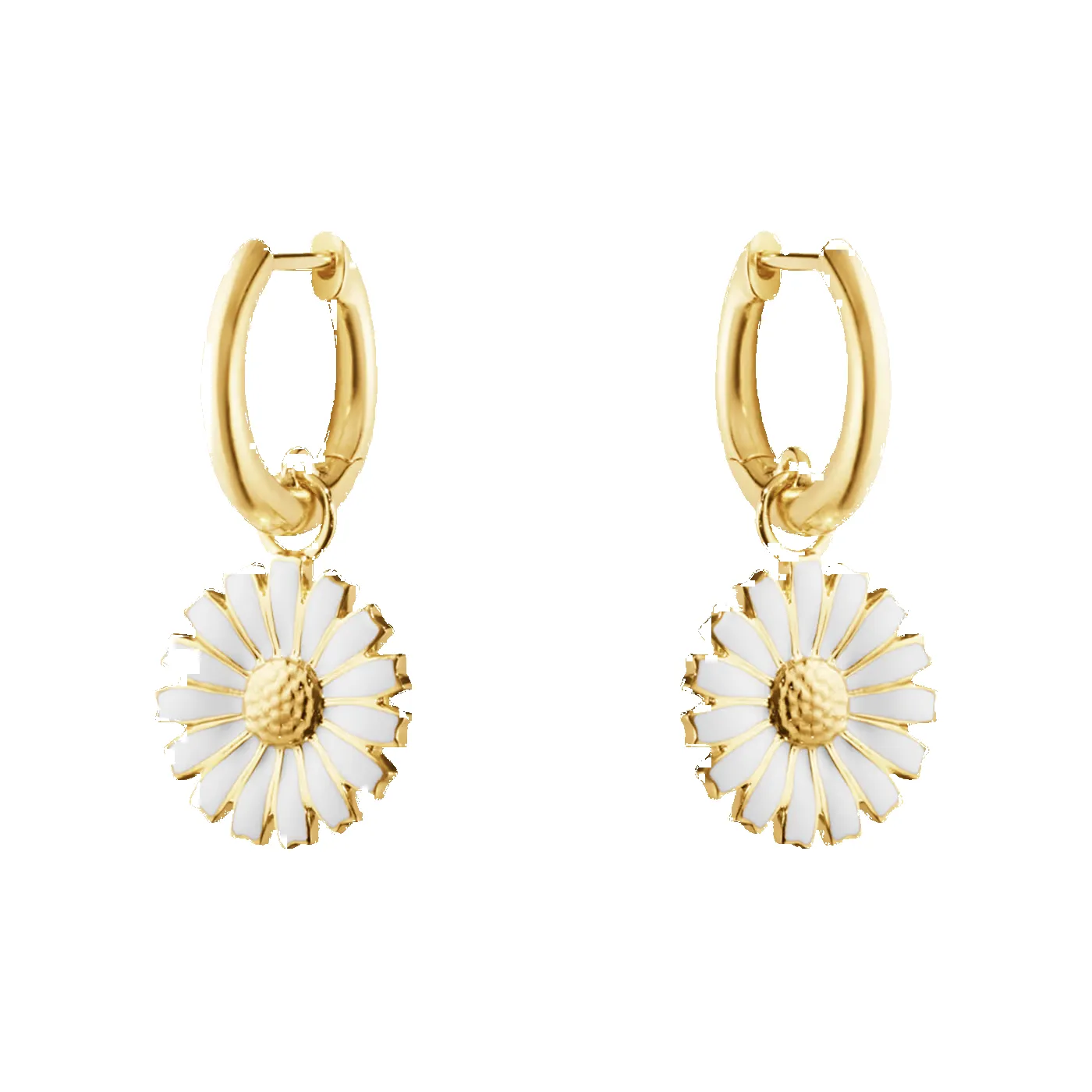 Georg Jensen Daisy 18ct Yellow Gold Plated White Enamel Earrings sold by C.W. Sellors