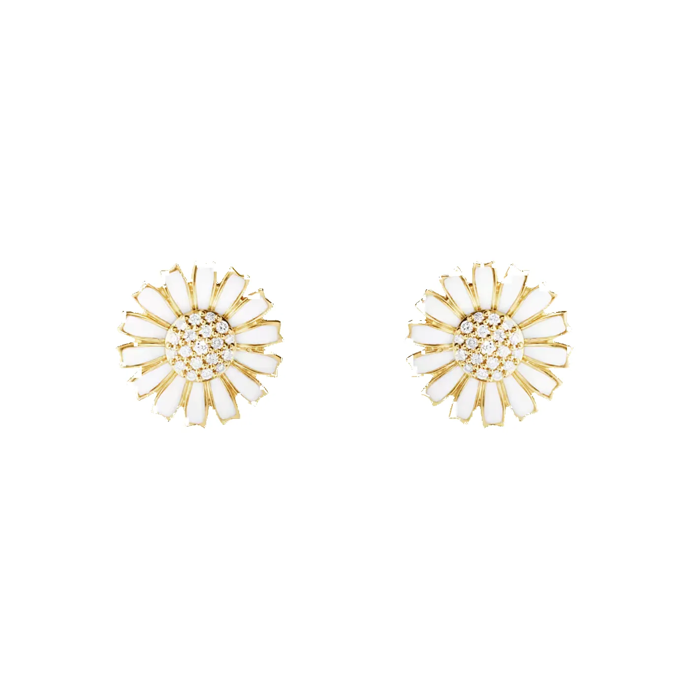 Georg Jensen Daisy 18ct Yellow Gold Plated 0.10ct Diamond and Enamel Stud Earrings sold by C.W. Sellors