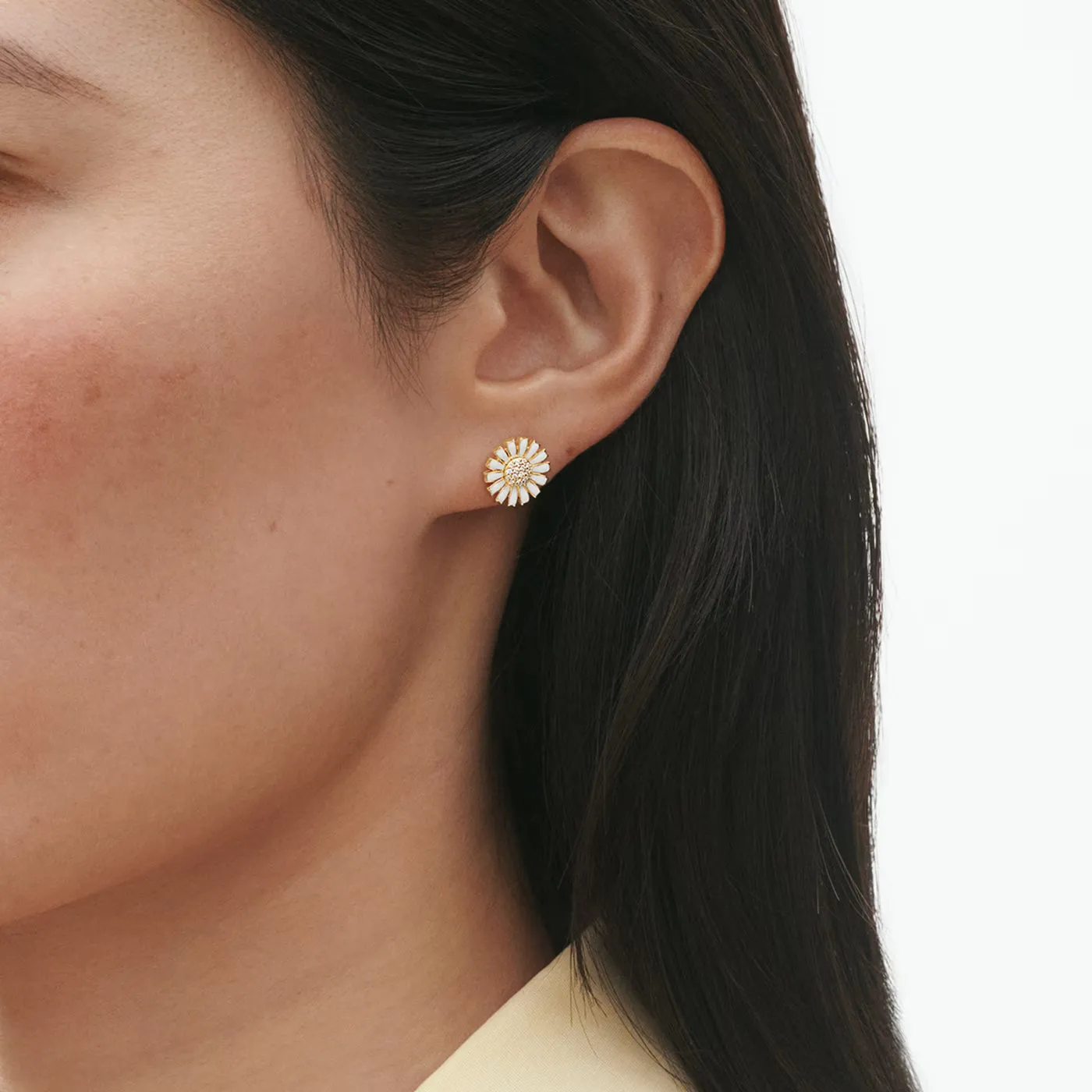 Georg Jensen Daisy 18ct Yellow Gold Plated 0.10ct Diamond and Enamel Stud Earrings sold by C.W. Sellors product image thumbnail 2