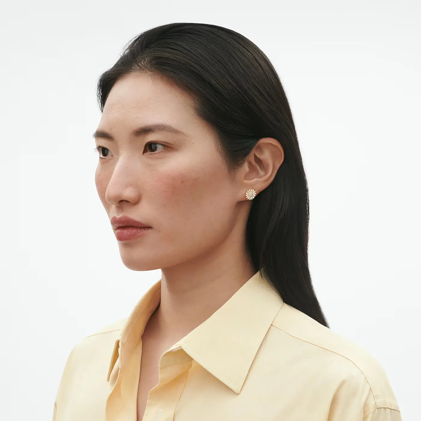 Georg Jensen Daisy 18ct Yellow Gold Plated 0.10ct Diamond and Enamel Stud Earrings sold by C.W. Sellors product image thumbnail 3