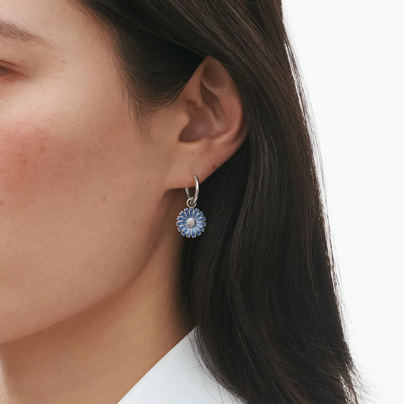 Georg Jensen Daisy Rhodium Plated Sterling Silver Blue Enamel Earrings sold by C.W. Sellors product image thumbnail 2