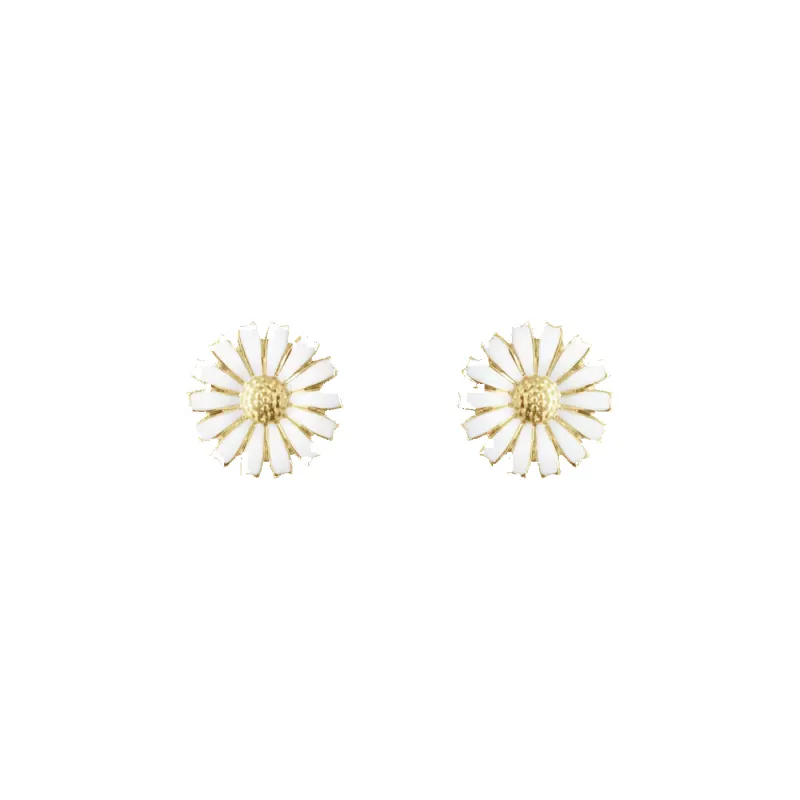 Georg Jensen Daisy 18ct Yellow Gold Plated White Enamel Earrings sold by C.W. Sellors