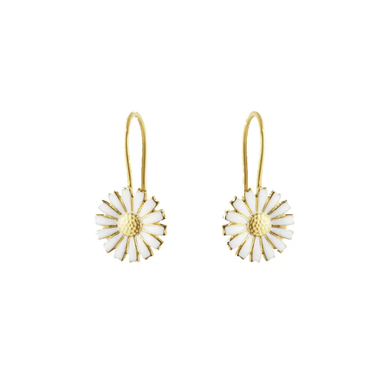 Georg Jensen Daisy 18ct Yellow Gold Plated White Enamel Earrings sold by C.W. Sellors