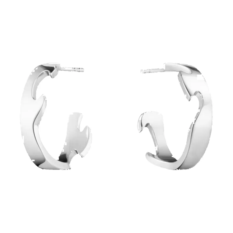Georg Jensen Fusion 18ct White Gold Large Hoop Earrings made by Georg Jensen