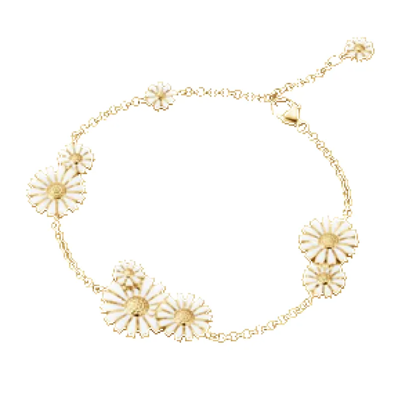 Georg Jensen Daisy 18ct Yellow Gold Plated White Enamel Bracelet sold by C.W. Sellors
