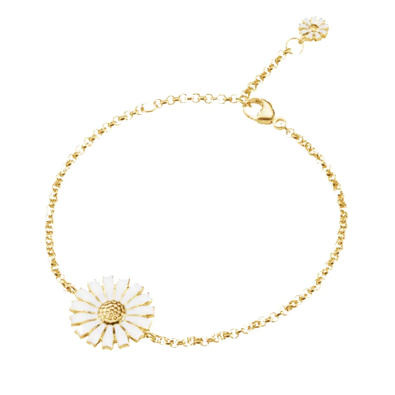 Georg Jensen Daisy 18ct Yellow Gold Plated White Enamel Bracelet sold by C.W. Sellors