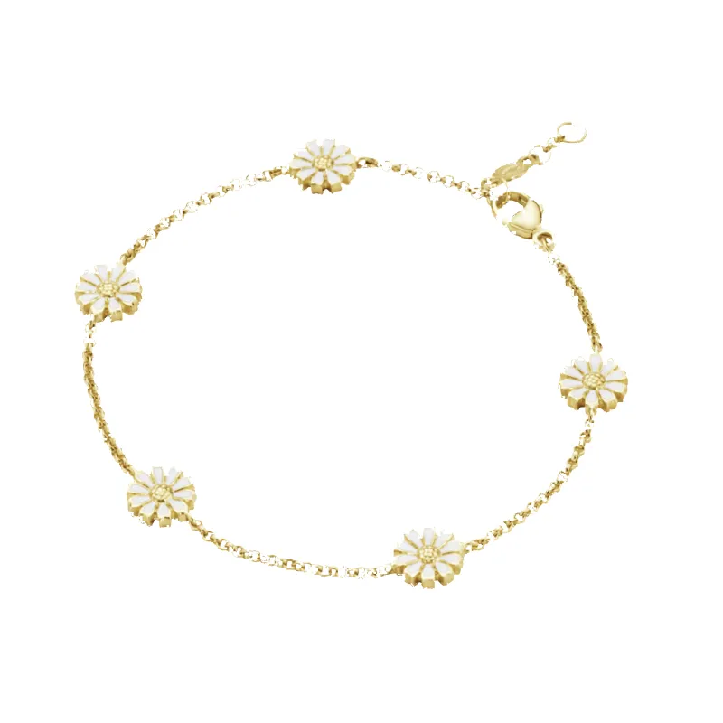 Georg Jensen Daisy 18ct Yellow Gold Plated White Enamel Bracelet sold by C.W. Sellors