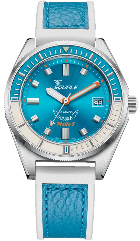 Squale Matic S Light Blue HydroLeather Watch sold by C.W. Sellors