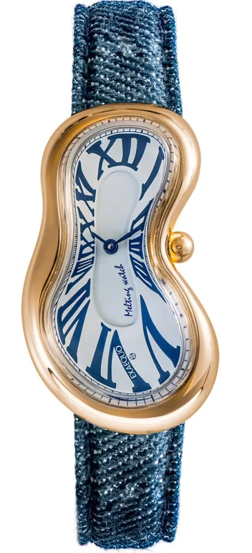 Exaequo Classic Melting PVD Yellow Gold White Denim Watch made by C.W. Sellors