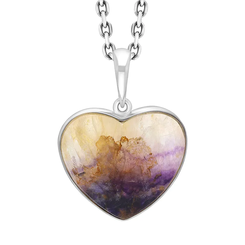 Sterling Silver Blue John Unique Heart Necklace sold by C.W. Sellors