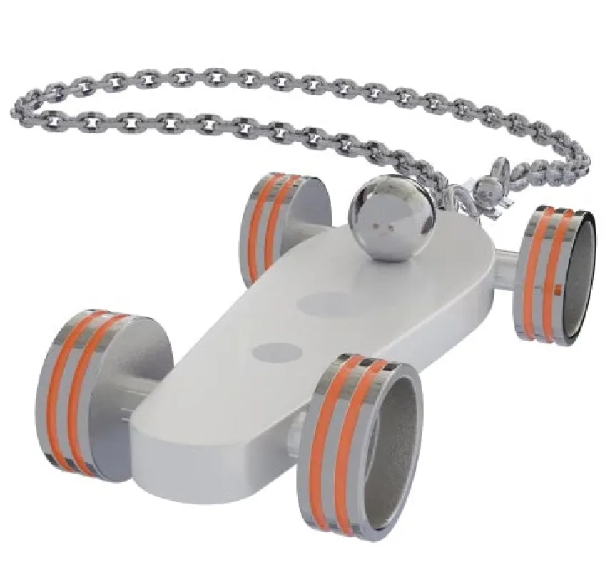 B.R.M. Key Chain Bolides by B.R.M White w Orange Wheel Support Chain sold by C.W. Sellors