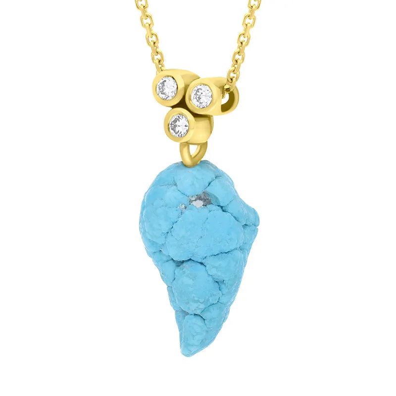 18ct Yellow Gold Three Diamond and Turquoise Unique Pendant sold by C.W. Sellors product image thumbnail 2