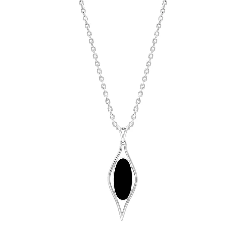Sterling Silver Whitby Jet Oval Open Edge Pendant sold by C.W. Sellors