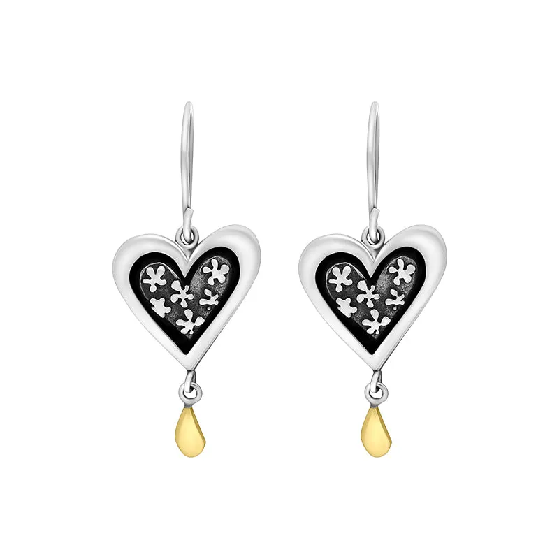 Linda Macdonald Ever After Sterling Silver 9ct Yellow Gold Drop Earrings D sold by C.W. Sellors