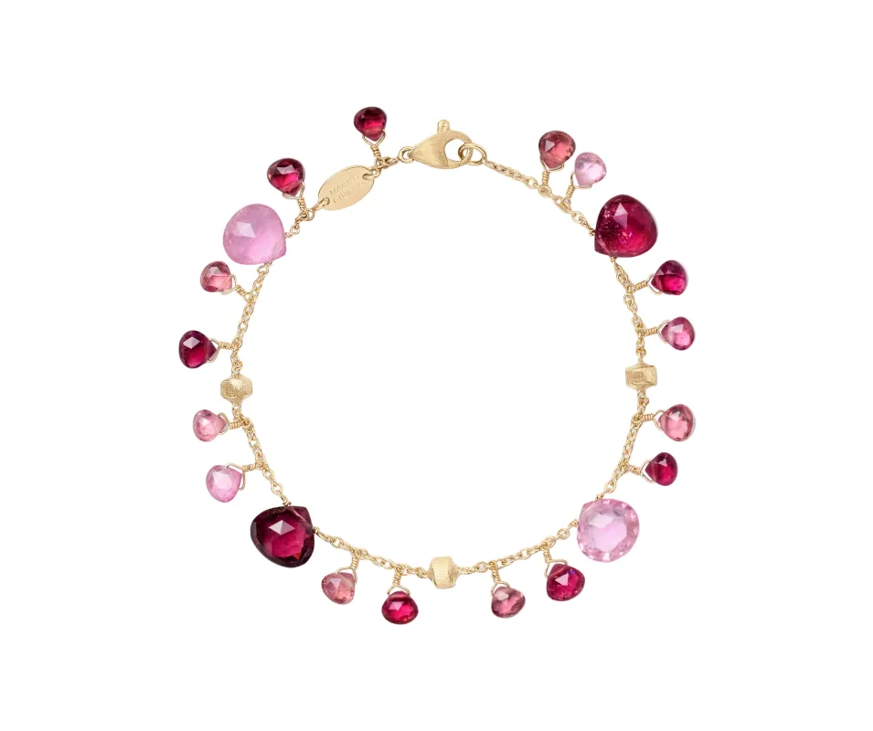 Marco Bicego Paradise 18ct Yellow Gold Pink Tourmaline Single Strand Bracelet sold by C.W. Sellors