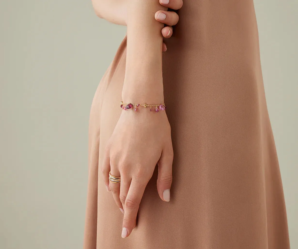 Marco Bicego Paradise 18ct Yellow Gold Pink Tourmaline Single Strand Bracelet sold by C.W. Sellors product image thumbnail 2