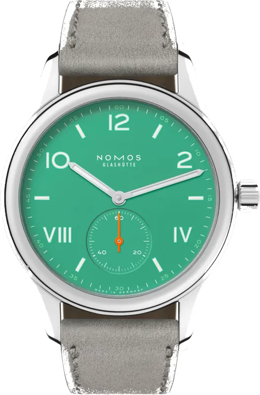 Nomos Glashutte Club Campus Electric Green Steel Back Watch sold by C.W. Sellors