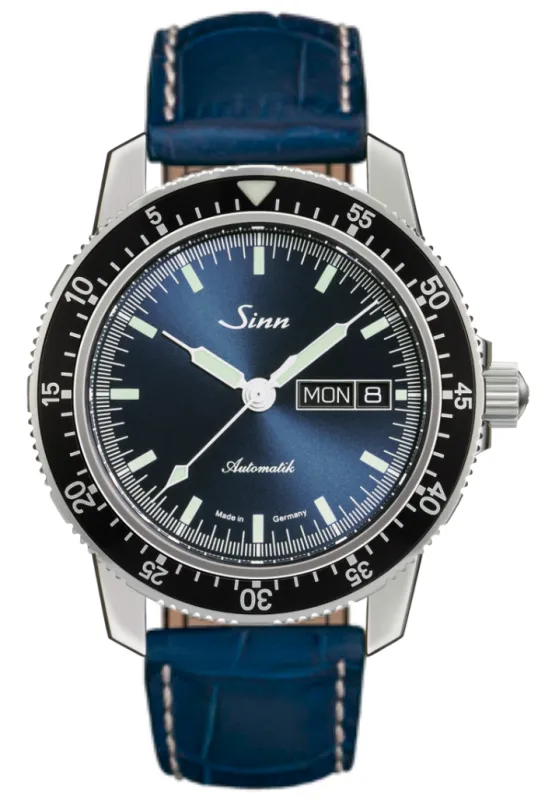 Sinn 104 St Sa I B Alligator Blue White Stitch Watch sold by C.W. Sellors