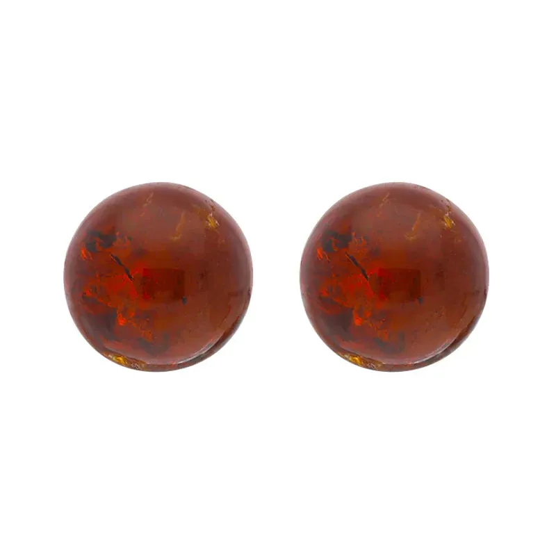 Sterling Silver Red Amber 6mm Ball Stud Earrings sold by C.W. Sellors