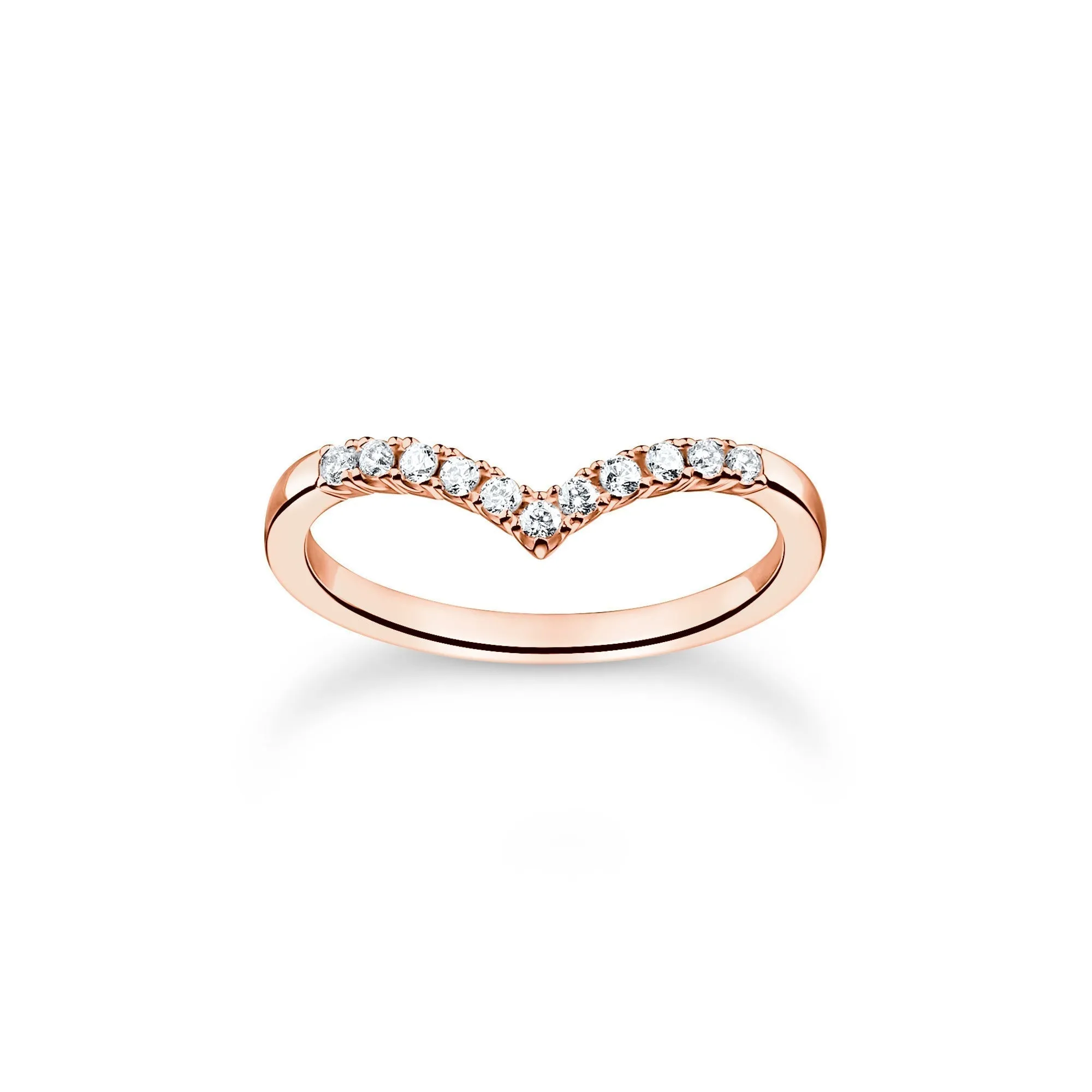 Thomas Sabo Charm Club Rose Gold Plated Sterling Silver V-Shape Ring sold by C.W. Sellors