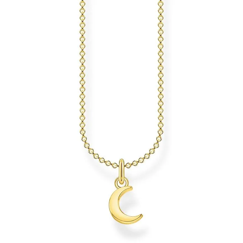 Thomas Sabo Charm Club Sterling Silver Gold Plated Moon Necklace sold by C.W. Sellors