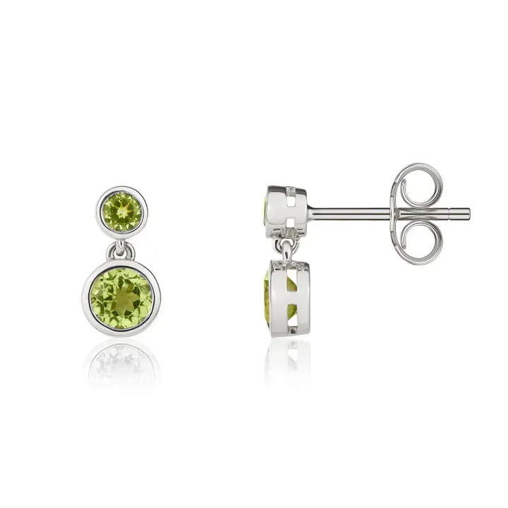 9ct White Gold Round Peridot Rubover 2st Earrings sold by C.W. Sellors product image thumbnail 2
