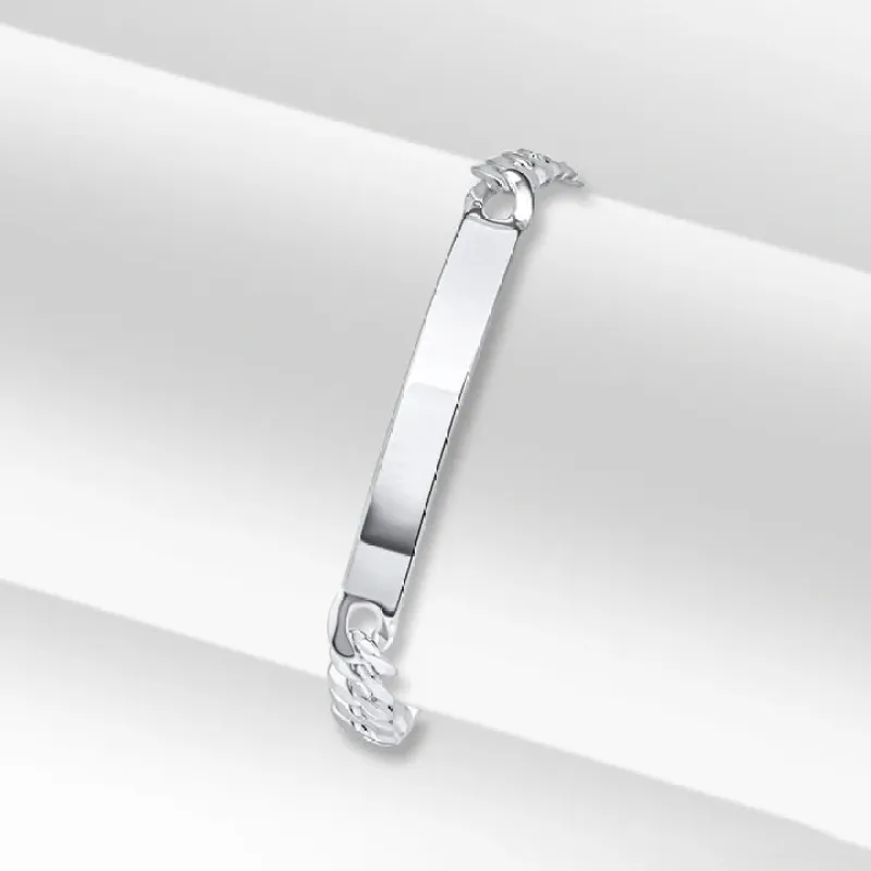 Sterling Silver 5mm Flat Curb ID Bracelet sold by C.W. Sellors