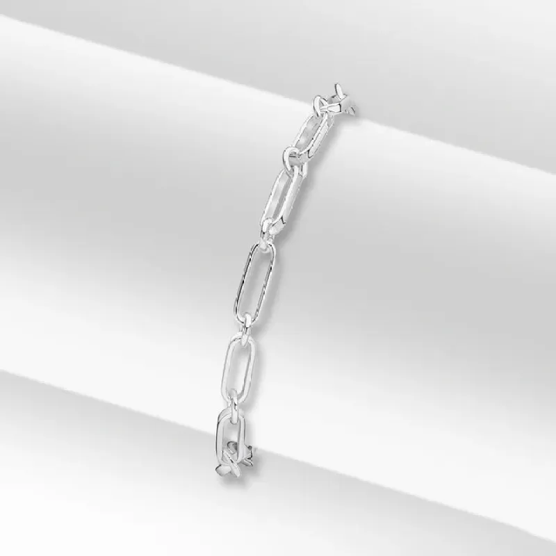 Sterling Silver Flat Paperclip Articulated 7.5 Bracelet sold by C.W. Sellors