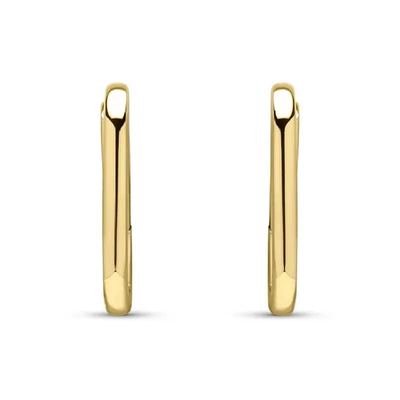 9ct Yellow Gold Angular Oblong Huggy Style Hoop Earrings sold by C.W. Sellors
