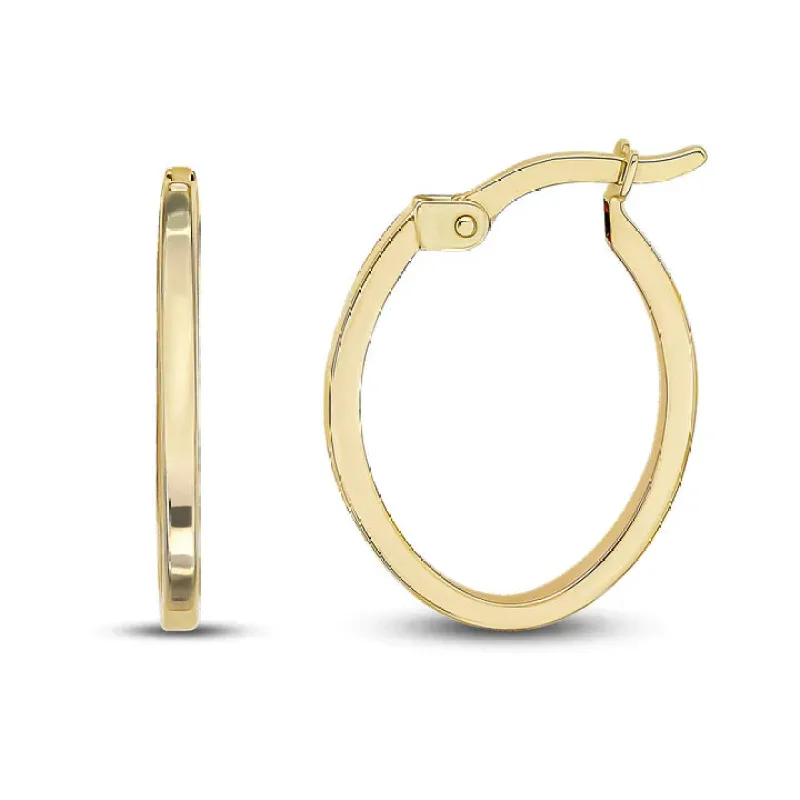 9ct Yellow Gold 1.5mm Square Tube Oval Hoop Earrings sold by C.W. Sellors