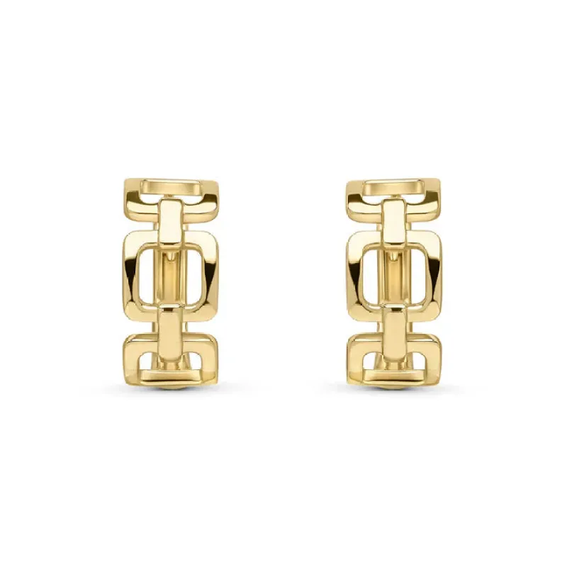 9ct Yellow Gold Square Huggy Earrings sold by C.W. Sellors