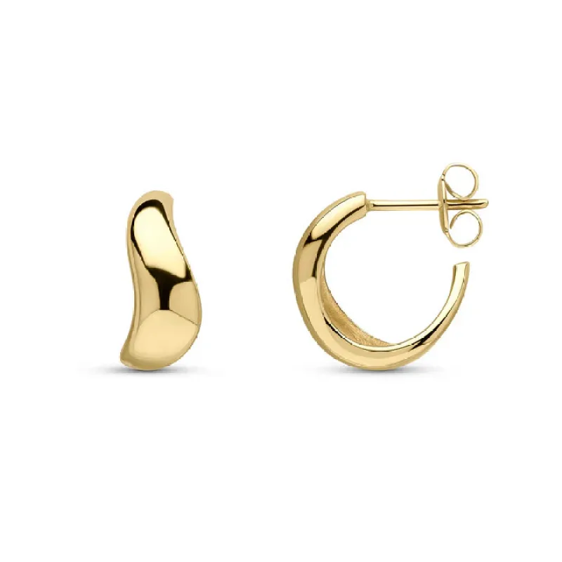 9ct Yellow Gold Tapered Wavy1/2 Hoop Earrings sold by C.W. Sellors