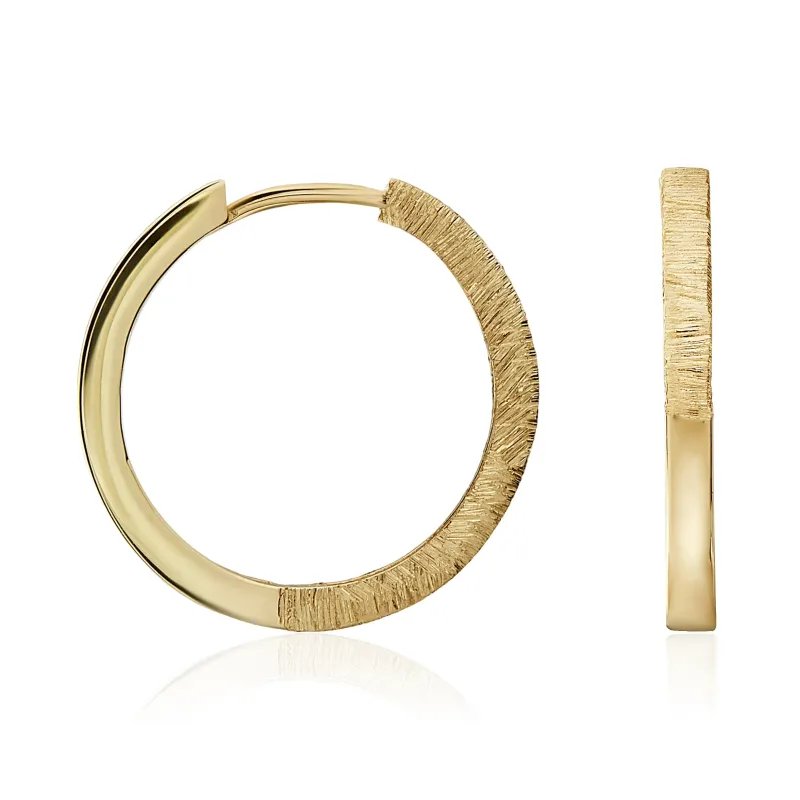 9ct Yellow Gold Brushed Square Section Huggy Earrings sold by C.W. Sellors