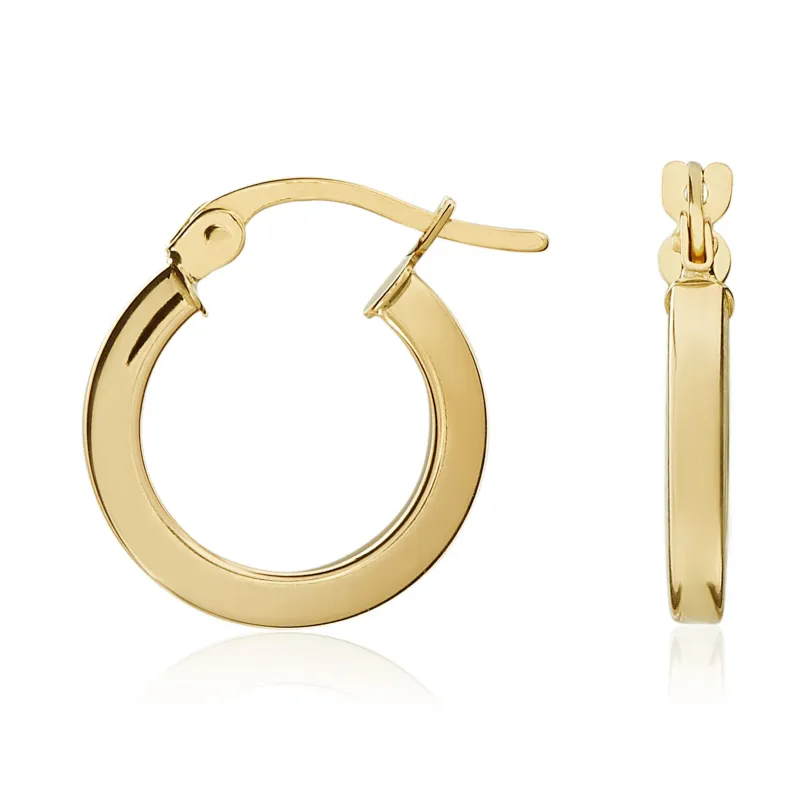 9ct Yellow Gold 2mm Square Tube Round Hoop Earrings sold by C.W. Sellors