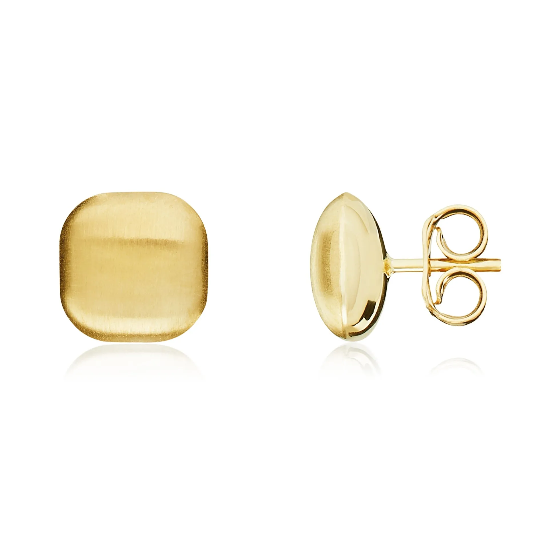 9ct Yellow Gold Satin Finish Cushion 8mm Stud Earring sold by C.W. Sellors