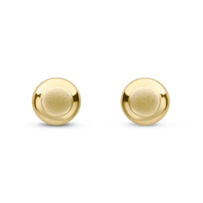 9ct Yellow Gold Round Polished Stud Earrings With Satin Finish Centre sold by C.W. Sellors