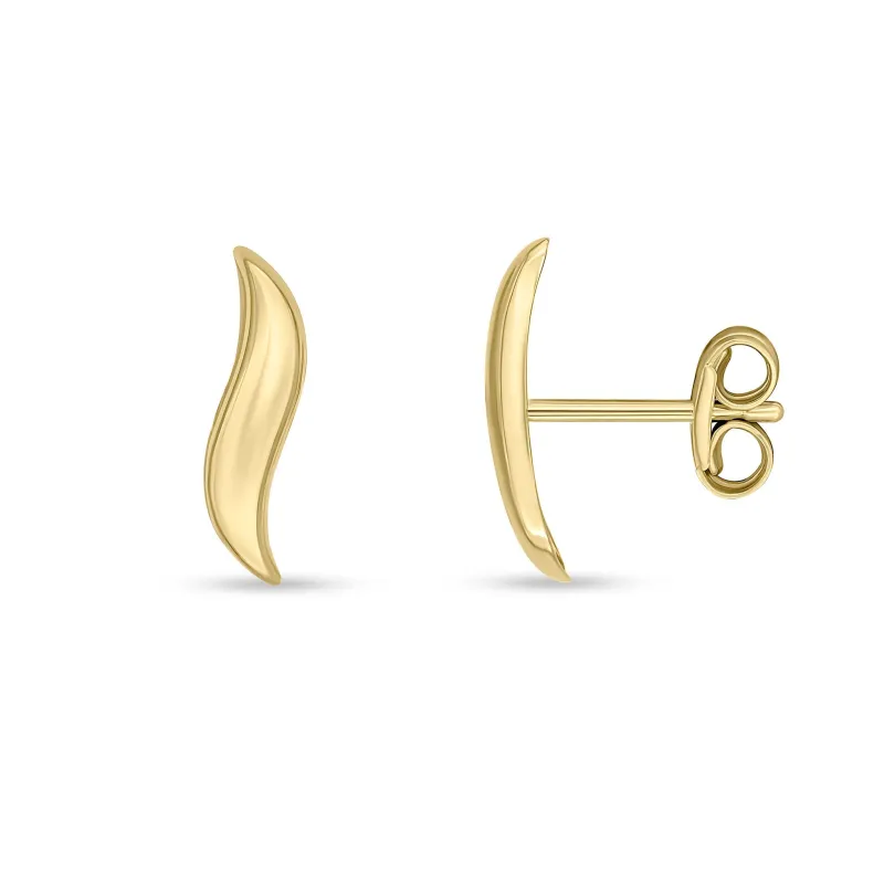 9ct Yellow Gold Polished Wavy Line Stud Earrings sold by C.W. Sellors