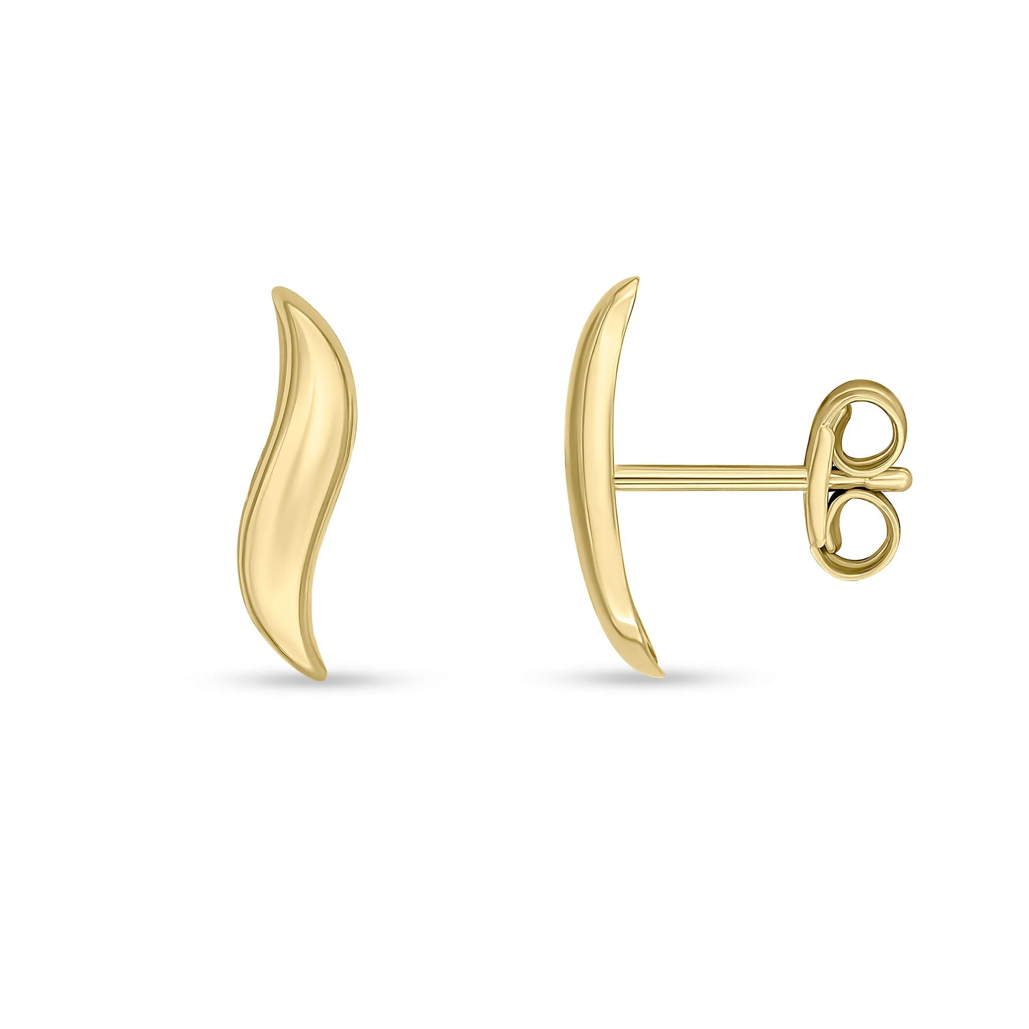9ct Yellow Gold Polished Wavy Line Stud Earrings sold by C.W. Sellors