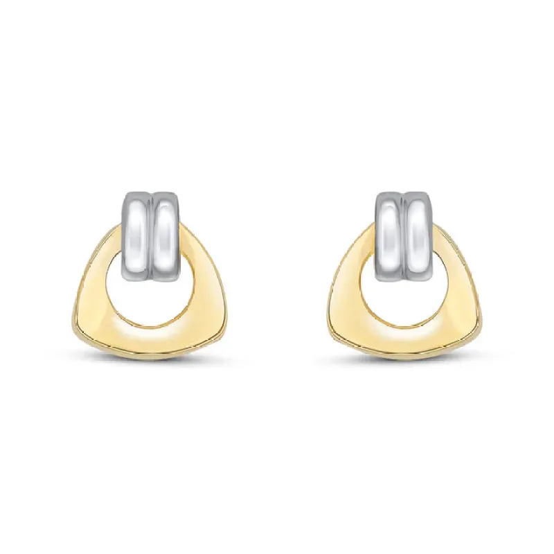 9ct Yellow and White Gold Doorknocker Stud Earrings sold by C.W. Sellors