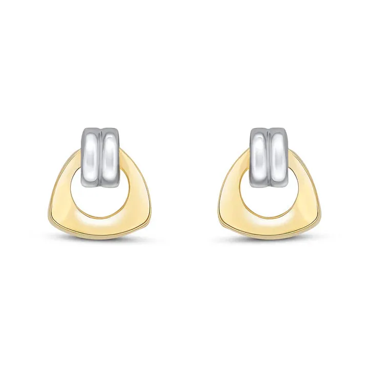 9ct Yellow and White Gold Doorknocker Stud Earrings sold by C.W. Sellors