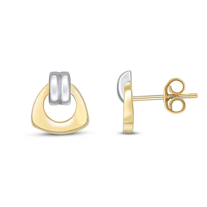 9ct Yellow and White Gold Doorknocker Stud Earrings sold by C.W. Sellors product image thumbnail 2