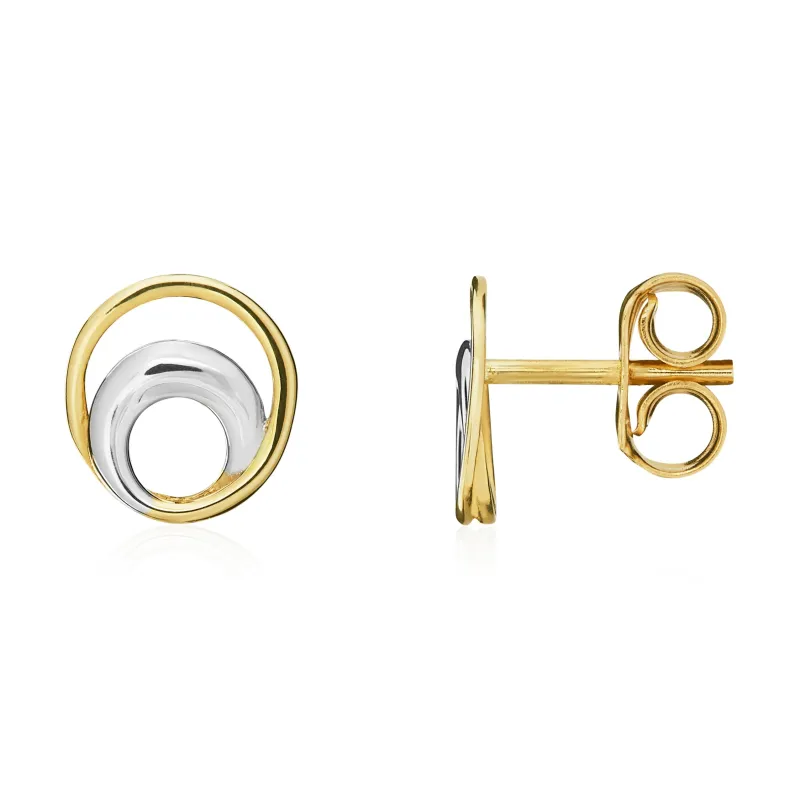 9ct Yellow & White Gold Double Circle Stud Earring sold by C.W. Sellors