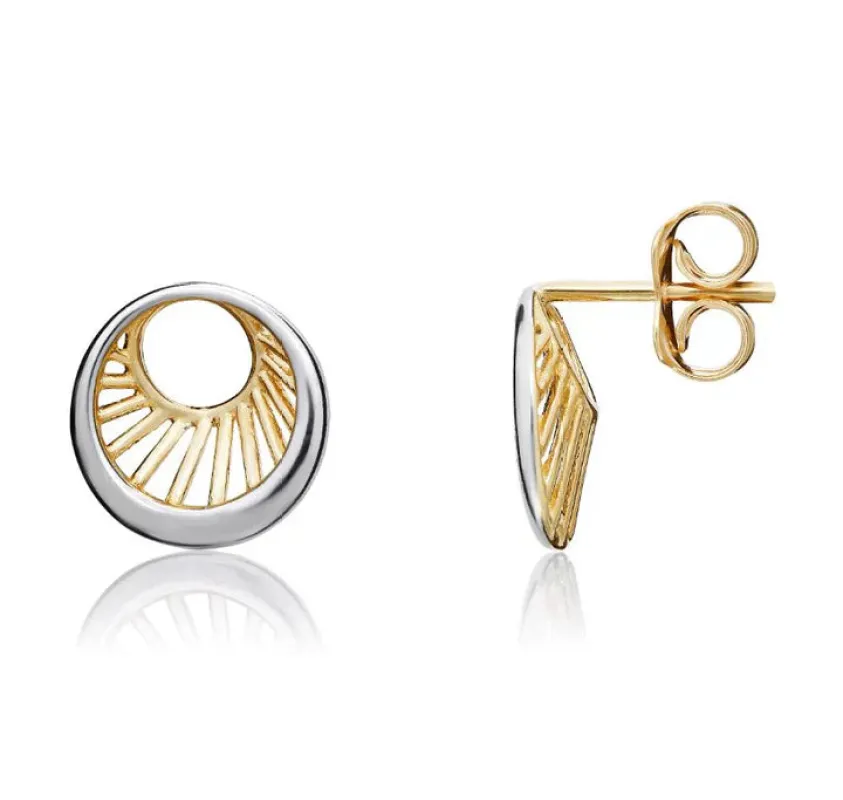 9ct Yellow & White Gold Eye Stud Earrings sold by C.W. Sellors