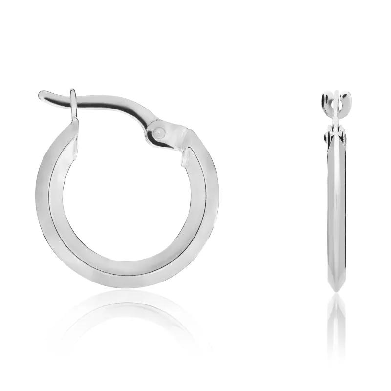 9ct White Gold Knife Edge Hoop Earrings made by C.W. Sellors