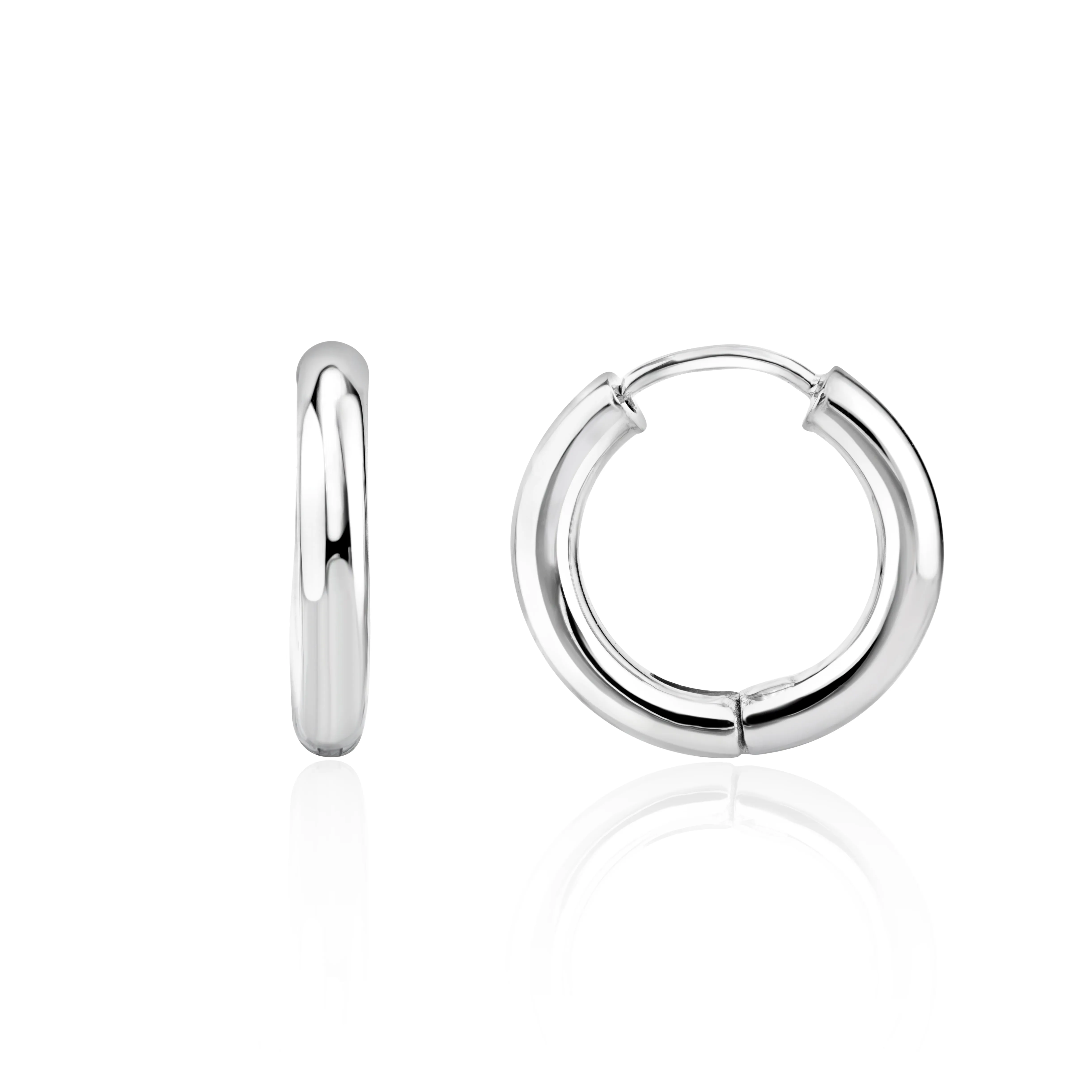 9ct White Gold Polished Round Hinged Hoop Earrings sold by C.W. Sellors
