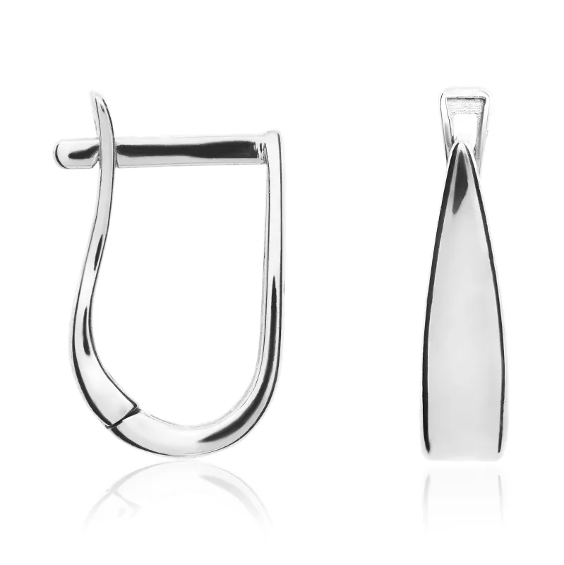 9ct White Gold Polished Stirrup Hoop Earrings sold by C.W. Sellors