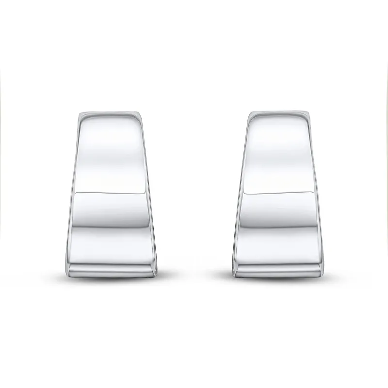 9ct White Gold Flat Tapered 1/2 Hoop Earrings sold by C.W. Sellors