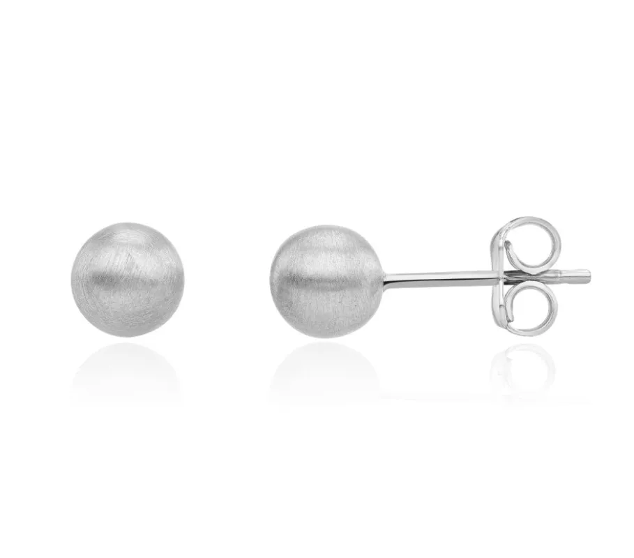 9ct White Gold Satin Finished 6mm Ball Stud Earrings sold by C.W. Sellors