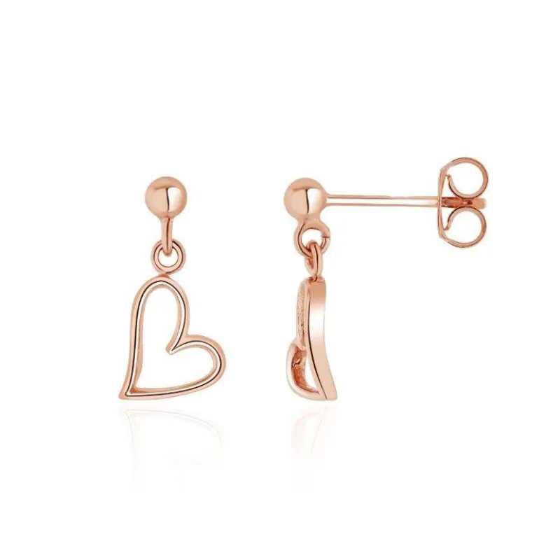 9ct  Rose Gold Open Heart Drop Earrings sold by C.W. Sellors