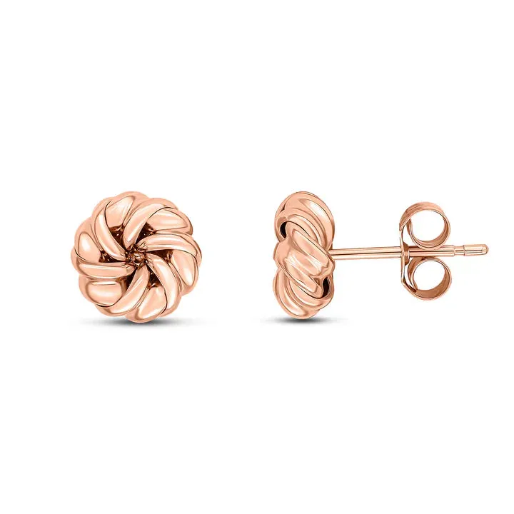 9ct Rose Gold Ribbon Swirl Stud Earrings sold by C.W. Sellors